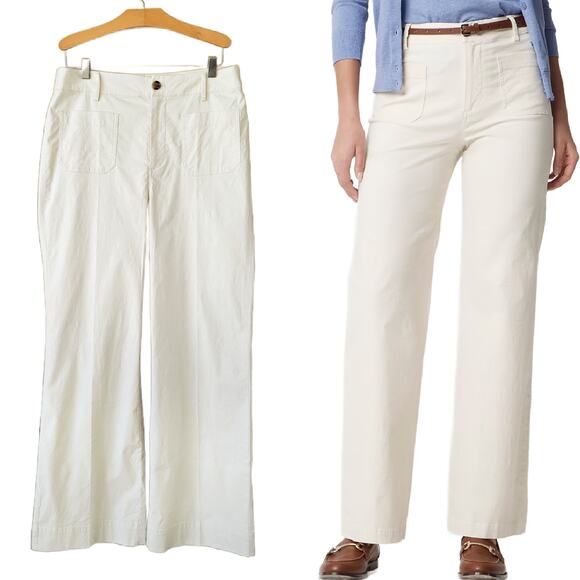 J CREW Lizzie High-rise Patch-pocket Wide-leg Pant Size 29 Natural Ivory - Picture 1 of 10